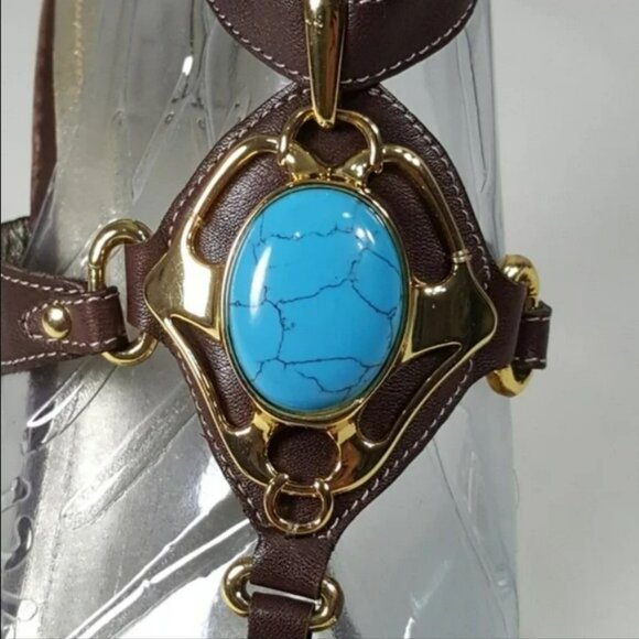 Pelle Moda Womens Sandals Size 9.5 Embellished Ankle Strap Open Toe Heels Shoes - Picture 4 of 8